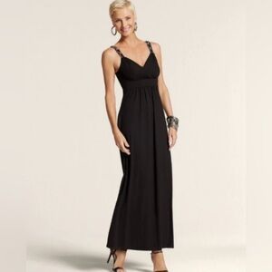 Chico's Black Maxi Dress with Embellished Straps